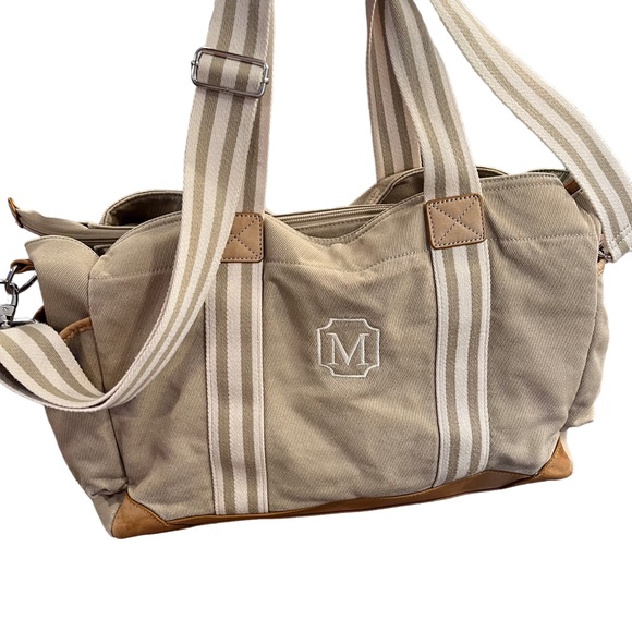 Pottery Barn Kids Bags Pottery Barn Kids Khaki Canvas Leather Trim